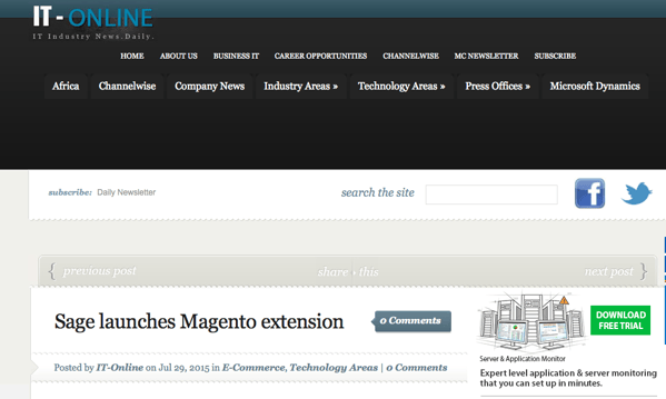 Sage_launches_new_magento_extension for e-commerce